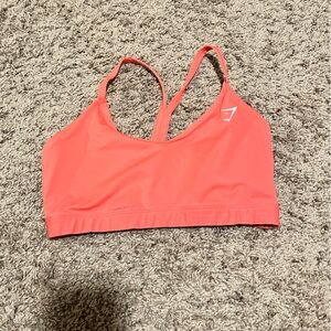 Gymshark Y back sports bra, bright coral, size small